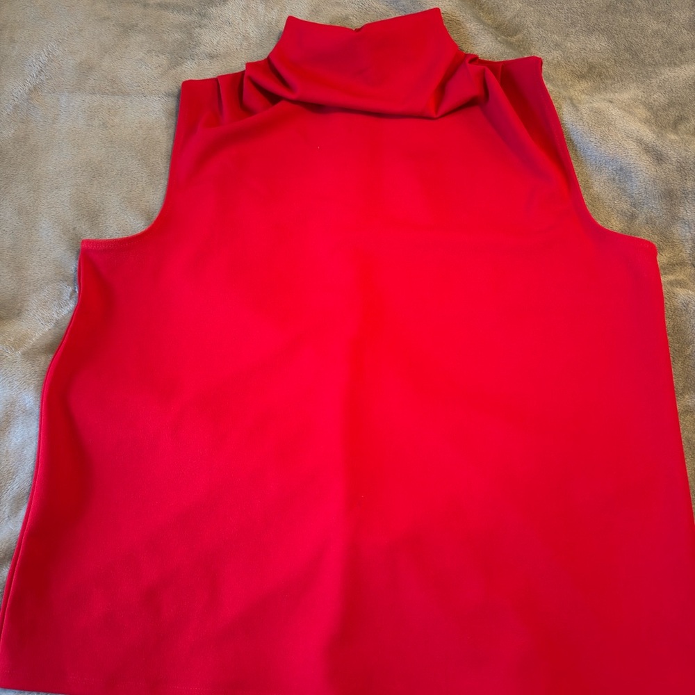 Red Sleeveless express mockneck Top